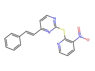 2-[(3-Nitro-2-pyridinyl)sulfanyl]-4-styrylpyrimidine structure