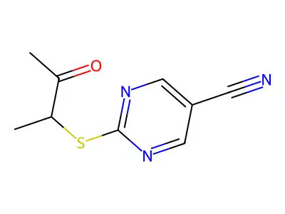 2-((1-Methyl-2-oxopropyl)sulfanyl)-5-pyrimidinecarbonitrile structure