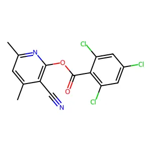 3-Cyano-4,6-dimethyl-2-pyridinyl 2,4,6-trichlorobenzenecarboxylate structure