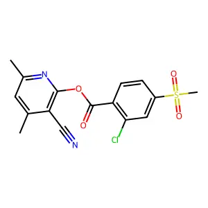3-Cyano-4,6-dimethyl-2-pyridinyl 2-chloro-4-(methylsulfonyl)benzenecarboxylate structure