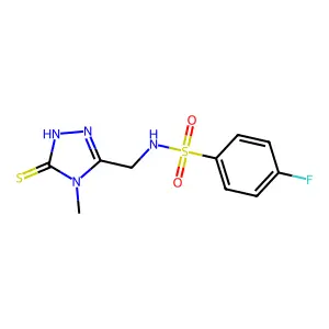 4-fluoro-N-[(4-methyl-5-sulfanyl-4H-1,2,4-triazol-3-yl)methyl]benzenesulfonamide structure