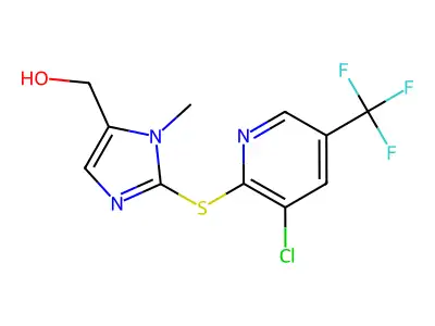 (2-{[3-Chloro-5-(trifluoromethyl)-2-pyridinyl]-sulfanyl}-1-methyl-1H-imidazol-5-yl)methanol structure