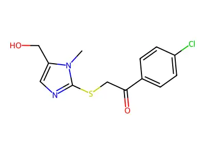 1-(4-chlorophenyl)-2-{[5-(hydroxymethyl)-1-methyl-1H-imidazol-2-yl]sulfanyl}-1-ethanone structure