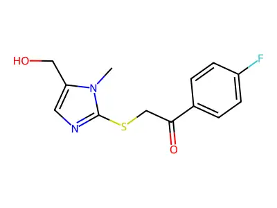 1-(4-fluorophenyl)-2-{[5-(hydroxymethyl)-1-methyl-1H-imidazol-2-yl]sulfanyl}-1-ethanone structure