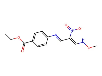 Ethyl 4-{[3-(methoxyamino)-2-nitroprop-2-en-1-ylidene]amino}benzoate structure