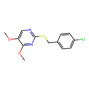 2-((4-Chlorobenzyl)sulfanyl)-4-methoxy-5-pyrimidinyl methyl ether structure
