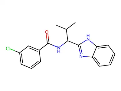 N-(1-(1H-benzo[d]imidazol-2-yl)-2-methylpropyl)-3-chlorobenzamide structure