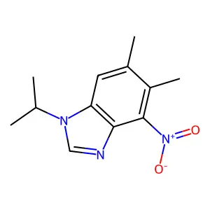 1-isopropyl-5,6-dimethyl-4-nitro-1H-1,3-benzimidazole structure