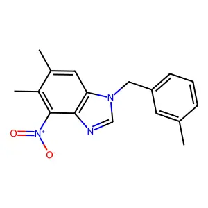 5,6-dimethyl-1-(3-methylbenzyl)-4-nitro-1H-1,3-benzimidazole structure
