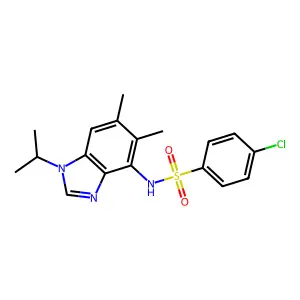 4-chloro-N-(1-isopropyl-5,6-dimethyl-1H-1,3-benzimidazol-4-yl)benzenesulfonamide structure
