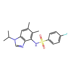 4-fluoro-N-(1-isopropyl-5,6-dimethyl-1H-1,3-benzimidazol-4-yl)benzenesulfonamide structure