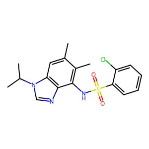 2-chloro-N-(1-isopropyl-5,6-dimethyl-1H-1,3-benzimidazol-4-yl)benzenesulfonamide structure
