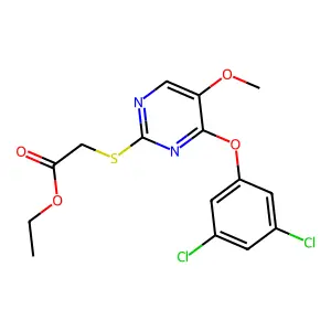 Ethyl 2-((4-(3,5-dichlorophenoxy)-5-methoxy-2-pyrimidinyl)sulfanyl)acetate structure