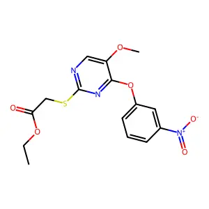 Ethyl 2-{[5-methoxy-4-(3-nitrophenoxy)-2-pyrimidinyl]sulfanyl}acetate structure