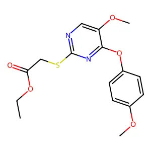 Ethyl 2-[5-methoxy-4-(4-methoxyphenoxy)pyrimidin-2-yl]sulfanylacetate structure