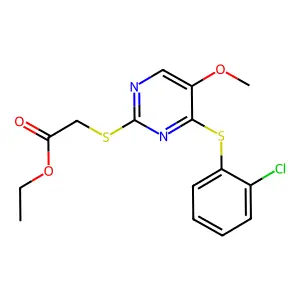 Ethyl 2-((4-((2-chlorophenyl)sulfanyl)-5-methoxy-2-pyrimidinyl)sulfanyl)acetate structure