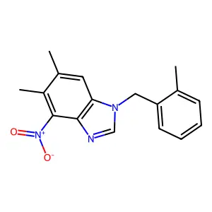 5,6-dimethyl-1-(2-methylbenzyl)-4-nitro-1H-1,3-benzimidazole structure