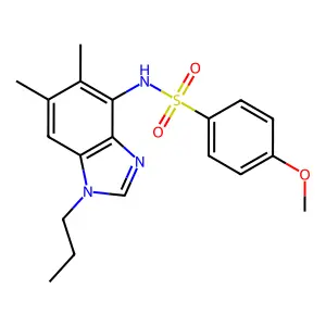 N-(5,6-dimethyl-1-propyl-1H-1,3-benzimidazol-4-yl)-4-methoxybenzenesulfonamide structure