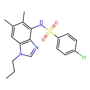 4-chloro-N-(5,6-dimethyl-1-propyl-1H-1,3-benzimidazol-4-yl)benzenesulfonamide structure