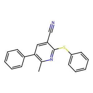 6-Methyl-5-phenyl-2-(phenylthio)-3-pyridinecarbonitrile structure