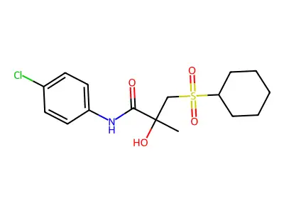 N-(4-chlorophenyl)-3-(cyclohexylsulfonyl)-2-hydroxy-2-methylpropanamide structure