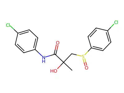 N-(4-chlorophenyl)-3-[(4-chlorophenyl)sulfinyl]-2-hydroxy-2-methylpropanamide structure
