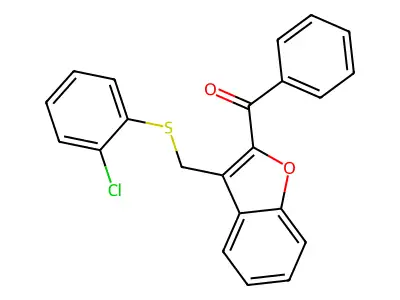 (3-{[(2-Chlorophenyl)sulfanyl]methyl}-1-benzofuran-2-yl)(phenyl)methanone structure