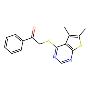 2-(5,6-Dimethylthieno[2,3-d]pyrimidin-4-yl)sulfanyl-1-phenylethanone structure