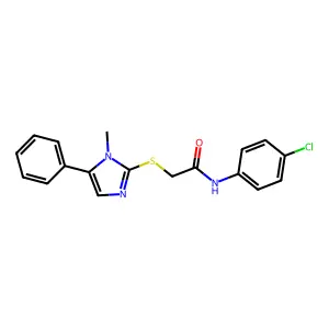 N-(4-chlorophenyl)-2-((1-methyl-5-phenyl-1H-imidazol-2-yl)thio)acetamide structure