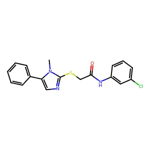 N-(3-chlorophenyl)-2-((1-methyl-5-phenyl-1H-imidazol-2-yl)thio)acetamide structure