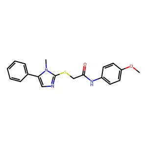 N-(4-methoxyphenyl)-2-(1-methyl-5-phenylimidazol-2-yl)sulfanylacetamide structure