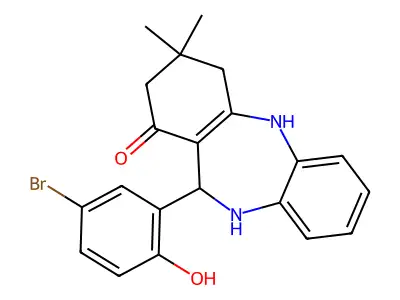 11-(5-bromo-2-hydroxyphenyl)-3,3-dimethyl-2,3,4,5,10,11-hexahydro-1H-dibenzo[b,e][1,4]diazepin-1-one structure