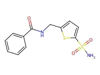 N-[[5-(aminosulfonyl)-2-thienyl]methyl]benzamide structure