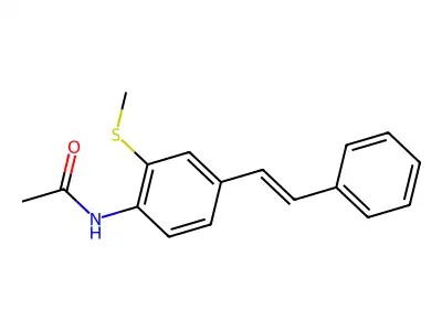 N-[2-methylsulfanyl-4-(2-phenylethenyl)phenyl]acetamide structure