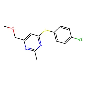 {6-[(4-Chlorophenyl)sulfanyl]-2-methyl-4-pyrimidinyl}methyl methyl ether structure