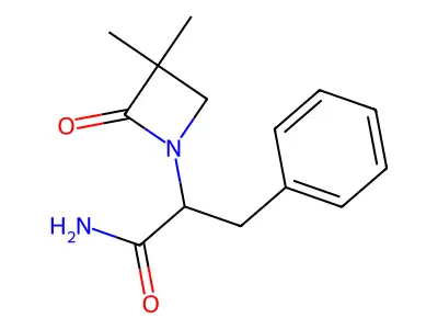 2-(3,3-Dimethyl-2-oxo-1-azetanyl)-3-phenylpropanamide structure