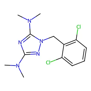 1-(2,6-dichlorobenzyl)-N~3~,N~3~,N~5~,N~5~-tetramethyl-1H-1,2,4-triazole-3,5-diamine structure