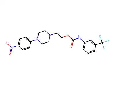 2-[4-(4-nitrophenyl)piperazin-1-yl]ethyl N-[3-(trifluoromethyl)phenyl]carbamate structure