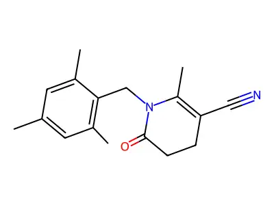1-(Mesitylmethyl)-2-methyl-6-oxo-1,4,5,6-tetrahydro-3-pyridinecarbonitrile structure