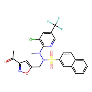 N-[(3-acetyl-1,2-oxazol-5-yl)methyl]-N'-[3-chloro-5-(trifluoromethyl)pyridin-2-yl]-N'-methylnaphthalene-2-sulfonohydrazide structure