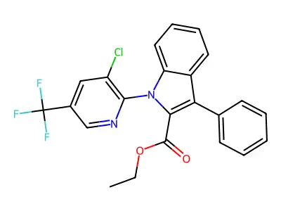 Ethyl 1-[3-chloro-5-(trifluoromethyl)pyridin-2-yl]-3-phenylindole-2-carboxylate structure