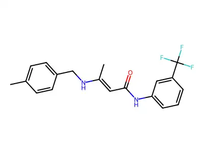 3-[(4-methylphenyl)methylamino]-N-[3-(trifluoromethyl)phenyl]but-2-enamide structure