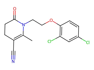 1-[2-(2,4-dichlorophenoxy)ethyl]-2-methyl-6-oxo-1,4,5,6-tetrahydro-3-pyridinecarbonitrile structure
