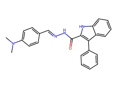 N-[[4-(dimethylamino)phenyl]methylideneamino]-3-phenyl-1H-indole-2-carboxamide structure
