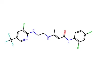 3-[(2-{[3-chloro-5-(trifluoromethyl)-2-pyridinyl]amino}ethyl)amino]-N-(2,4-dichlorophenyl)-2-butenamide structure