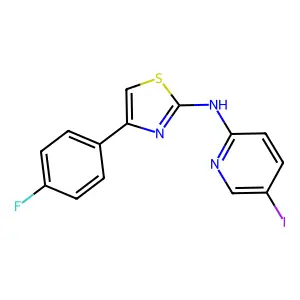 N-[4-(4-fluorophenyl)-1,3-thiazol-2-yl]-5-iodo-2-pyridinamine structure
