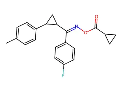 [[(4-fluorophenyl)-[2-(4-methylphenyl)cyclopropyl]methylidene]amino] Cyclopropanecarboxylate structure