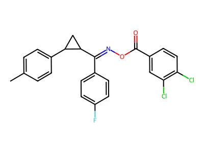 [[(4-fluorophenyl)-[2-(4-methylphenyl)cyclopropyl]methylidene]amino] 3,4-dichlorobenzoate structure