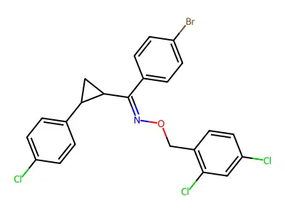 1-(4-bromophenyl)-1-[2-(4-chlorophenyl)cyclopropyl]-N-[(2,4-dichlorophenyl)methoxy]methanimine structure