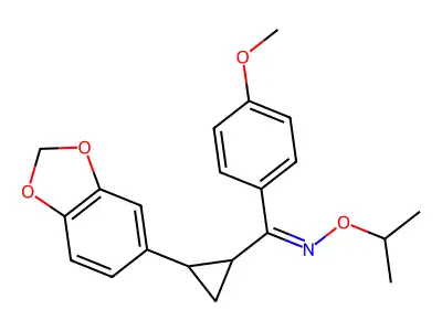 [2-(1,3-benzodioxol-5-yl)cyclopropyl](4-methoxyphenyl)methanone O-isopropyloxime structure